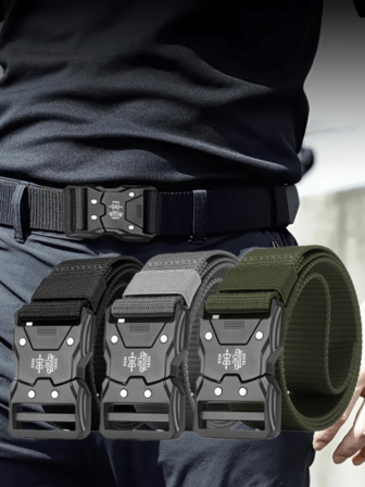 Unisex Quick Release Adjustable Heavy Duty Nylon Webbing Belt, Practical For Outdoor Sports And Work