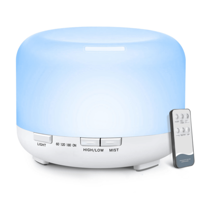 500ml Wood Grain Color 5V 2A USB Powered Aromatherapy Diffuser SQ5, Essential Oil Diffuser, Automatic Shut-Off When Water Is Low, 7 Color Lights, Comes With Remote Control, Suitable For Room, Office