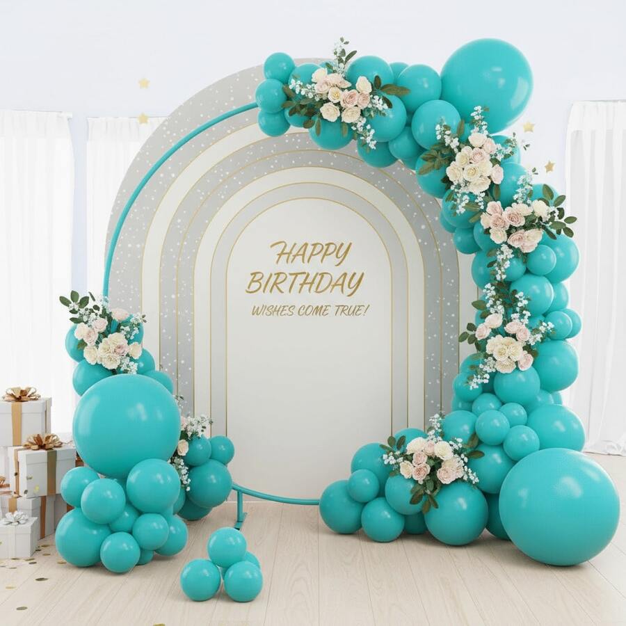 117 Pieces (1 Set) Of Ice Mist Blue Party Decoration Balloons Of Different Sizes, Balloon Garland Arch Set, Unique Exploding Star Shaped Balloons, DIY Balloon Tree, Balloon Arch, Birthday, Wedding, Valentine's Day, Party Decoration, Christmas And New Year Decoration, Wedding Balloon Bouquet, Balloon Set - Multicolor - View 1