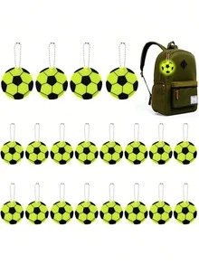 1/3/5/10/20/30 Stücke [Reflektierender Schlüsselanhänger] 10/5/3/1 Stück Doppelseitiger reflektierender Fußball Schlüsselanhänger Anhänger | Mini Fußball Anhänger Schlüsselanhänger, wasserdicht und langanhaltend - geeignet für Rucksäcke, Fahrräder, Gehen und Laufen, perfekt für Feiertagsanlässe - Verschiedenfarbig - Übersicht 4