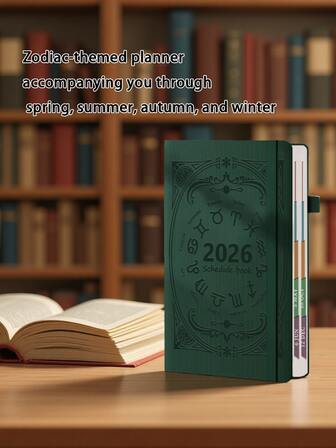360页A5 PU皮革十二生肖记事本 - 柔软皮革内衬笔记本，男女皆宜。360页日记本，适用于旅行、商务、工作、办公和学校笔记。每日记事本，包含习惯追踪、时间管理、松紧带和日历。