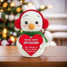 1pc Handmade Crocheted Desktop Decor Snowman Ornament, Cute Design As Birthday Gift For Best Friend, Girlfriend, Sister, Mom, Grandma, Coworker, Family, Positive Vibes, Party, Halloween, Christmas, Kids Plush Doll, Room Decoration, Small Gift, Souvenir