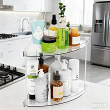 1 grande étagère de bureau triangulaire à double couche transparente, organisateur de cosmétiques, boîte de rangement pour bijoux, convient pour les produits de soins de la peau, les parfums, les cosmétiques, les cadeaux de la Saint-Valentin, la plage, la salle de bain, la chambre à coucher, grande capacité