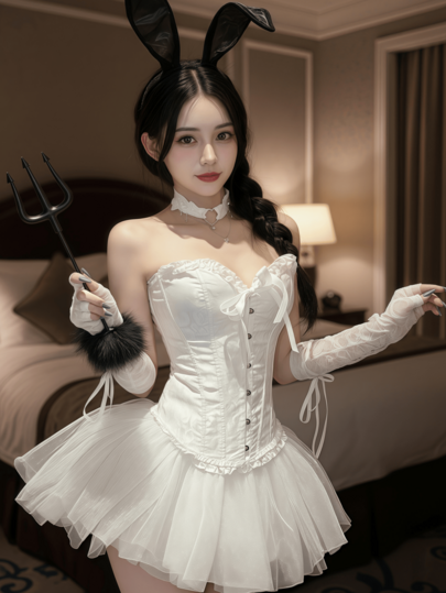 1pc Sexy Bunny Girl Costume, Devil Angel Cosplay Outfit Set, Suitable For Holiday Parties, Performances, Christmas, Valentine's Day