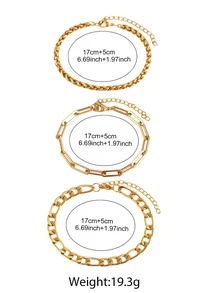 Aomogo 5 件复古粗链个性化手链，时尚简约不锈钢混合手链，男女皆宜 - 手鍊 - 查看 9