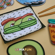 DIY Children's Quiet Book Toy For Sushi Restaurant Role Play, Family Educational Puzzle Toy, 3D Sticker Scenes Handmade Craft Activity Book - Multicolor - View 4