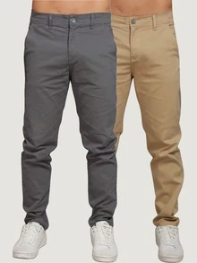Men's Twill Pants Kit Men's Pants With Lycra Elastane - 灰色 - 米色 - 查看 11