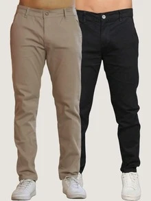 Men's Twill Pants Kit Men's Pants With Lycra Elastane - 黑色 - 卡其色 - View 11