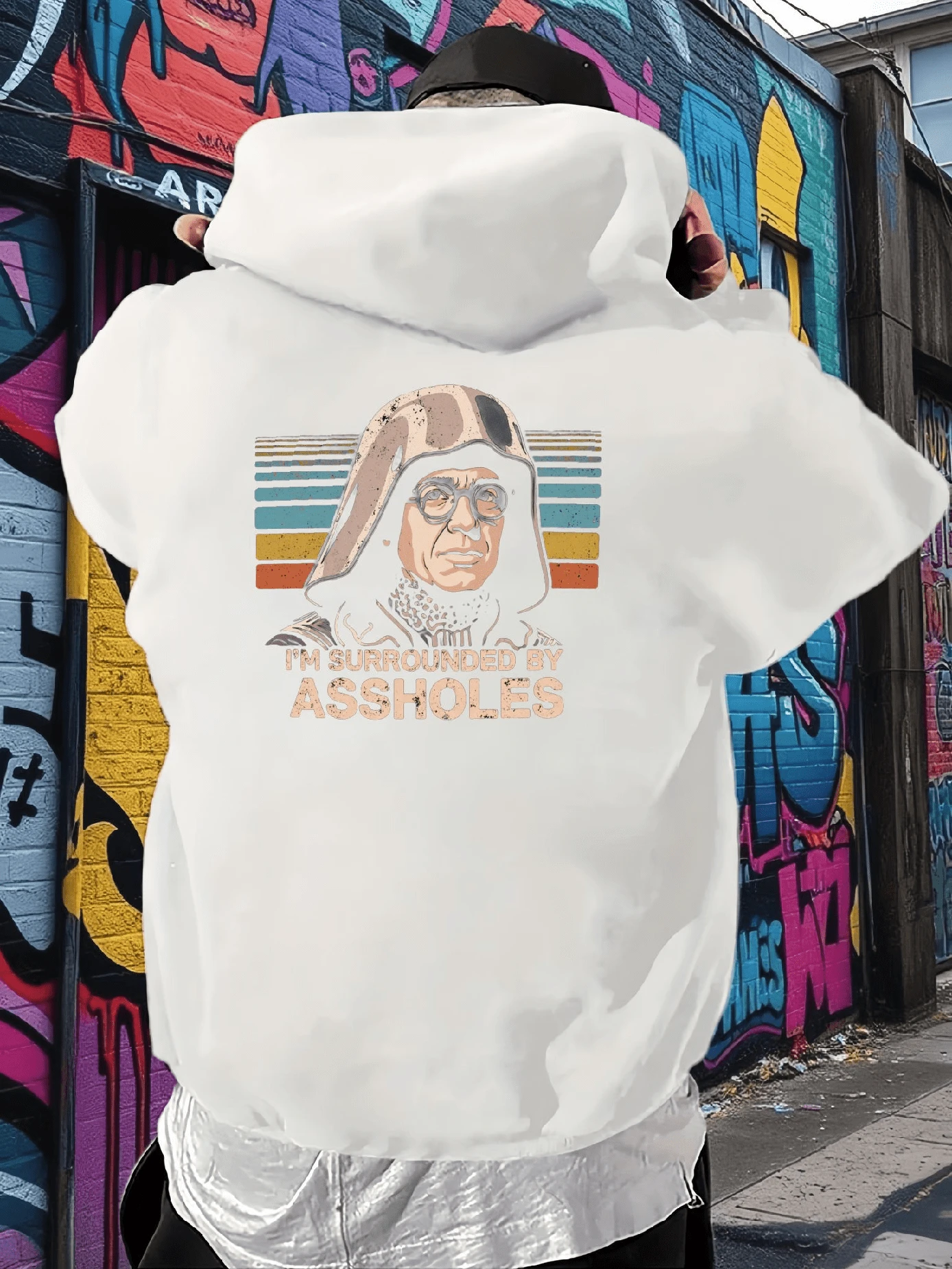 Sudadera con Capucha para Hombre, Corta y Ligeramente Ancha, Mejora la Proporción Corporal - Blanco - Ver 1