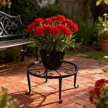 [2025 Best-Selling Plant Stands]Pack Of 2 - Black/White Metal Flower Pot Holder, Vintage Style Heavy Duty Pot Plant Holder, Indoor And Outdoor Metal Rustproof Iron Garden Container Round Support Rack, Made Of Heavy-Duty Iron Material, Strong And Durable, Not Easy To Bend Or Break, Wear-Resistant, Resistant To Daily Scratches, Not Easy To Rust And Deteriorate, Presenting A Classic Aesthetics For Holding Potted Plants, Vases, Fruit Baskets, Whisky Barrels, And So On. - Đen/2 chiếc - Xem 4