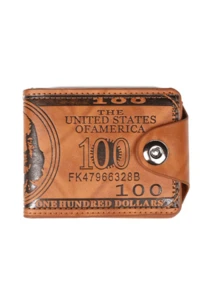 男士美元钱包卡包，可折叠，个性化美元印花，PU皮革材质，多槽零钱包，迷你钱包，男士钱包，真皮小钱包，现金钱包，旅行必备证件夹，身份证夹 - 彩色 - 查看 8