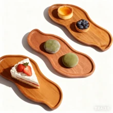 1pc Rosewood Tray - Multifunctional Plate For Breakfast, Desserts, Snacks, Sushi - Durable Fruit Tray For Home Kitchen And Dining Room - Tabletop Decor, Wooden Tray, Fruit Plate, Wooden Dessert Plate, Coffee Milk Snack Wooden Plate, Cake Plate, Kitchen Accessories, Home Decor - Brown - View 6
