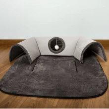 三合一防滑猫隧道窝 | 可折叠可拆卸可水洗宠物游戏垫，保暖床，适用于小型和中型猫、兔子、仓鼠（四季通用）