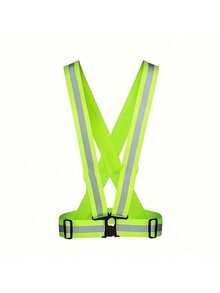 Chaleco de reflectante de alta visibilidad para correr y andar en bicicleta por la noche - Ajustable, ligero, verde fluorescente/naranja, cierre autoadhesivo, material de poliéster