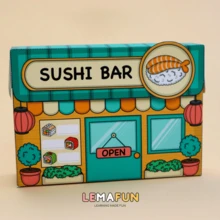 DIY Children's Quiet Book Toy For Sushi Restaurant Role Play, Family Educational Puzzle Toy, 3D Sticker Scenes Handmade Craft Activity Book - Multicolor - View 2