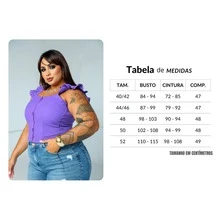 Women's Summer Plus Size Cropped Blouse With Ruffled Sleeves, Button Detail, Back Zipper, Curve Look, Sizes 44 To 54 - Lila Púrpura - Ver 5