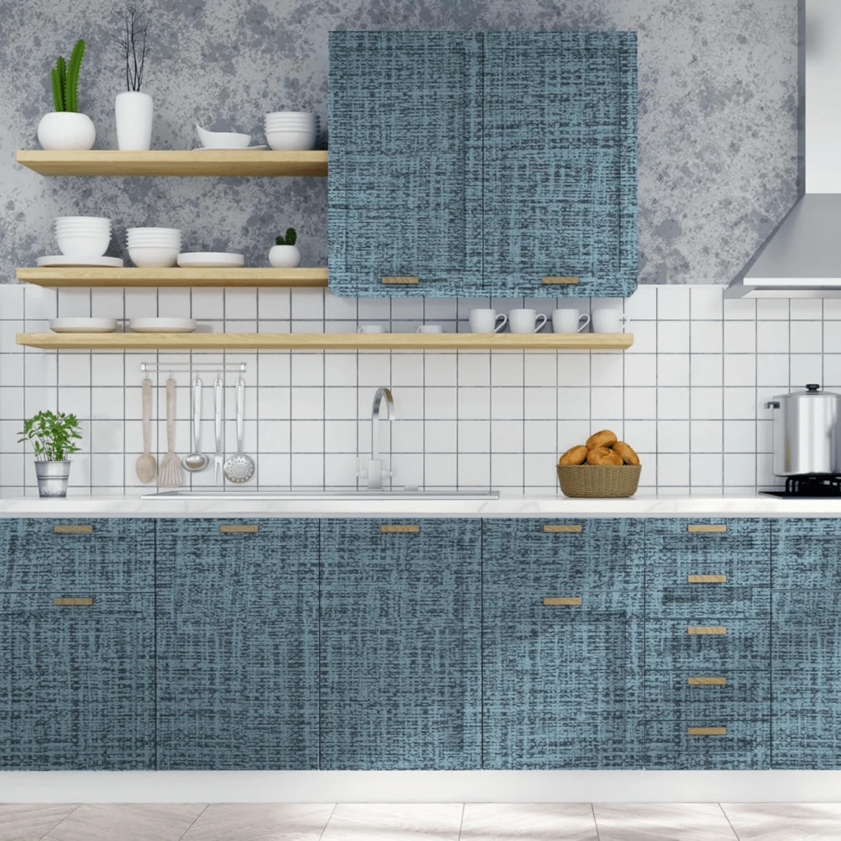 1卷自粘防水壁纸，适用于客厅、厨房、卧室、宿舍墙面、家居装饰和家具翻新。