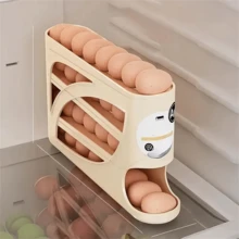 1pc Automatic Egg Dispenser Refrigerator Storage Rack, Large Capacity Stackable Egg Holder System With White Cover, Ideal For Kitchen And Refrigerator Organization, Kitchen Storage Rack, Refrigerator Organizer, Kitchen Accessories, Egg Storage Container - Multicolor - View 8