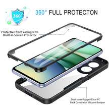 Compatible With Redmi A5 4G (Length: 171mm) / POCO C71 4G (Length: 171mm) Phone Case, Includes Screen Protector, 360° Full Body Protection Shockproof Transparent Ultra-Thin Back Cover Phone Case - Black - View 2