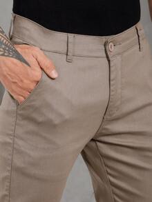 Men's Smart Casual Trousers In Premium Satin Fabric With Tailored Detail And Welt Pockets - 米色 - 查看 3