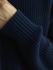 GRDR Men's Crew Neck Long Sleeve Stand Collar Double-Breasted Cardigan Sweater, Versatile For Daily Wear - Navy Blue - View 7