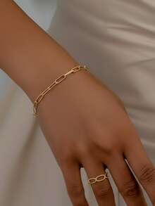 Aomogo 2pcs Retro Simple Stainless Steel Chunky Chain Bracelet And Necklace Set, Unisex, Suitable For Any Occasion - Necklace + Bracelet - View 13