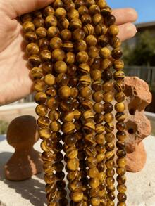 Hạt tròn mắt hổ vàng tự nhiên 15 inch 4/6/8/10/12/14mm, Đá chữa bệnh tự nhiên giúp tăng cường năng lượng, sự tự tin và lòng can đảm, Thích hợp để làm đồ trang sức tự làm, vòng tay, vòng cổ và đồ thủ công - Nhiều màu - Xem 1