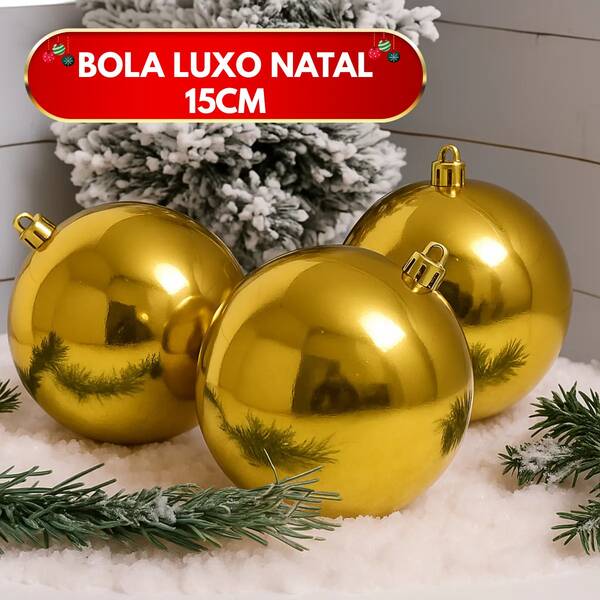 Kit Bolas de Natal Vermelha e Dourada Lisa 15 cm - Enfeite Luxuoso Árvore  Grande Decoração Natalina