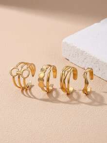 Aomogo 2 chiếc nhẫn thép không gỉ thiết kế rỗng, nhẫn mở, đơn giản và phong cách, nhẫn Unisex để đeo hàng ngày - nhẫn - Xem 12