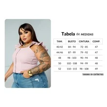 Women's Summer Plus Size Cropped Blouse With Ruffled Sleeves, Button Detail, Back Zipper, Curve Look, Sizes 44 To 54 - Baby Pink - View 4