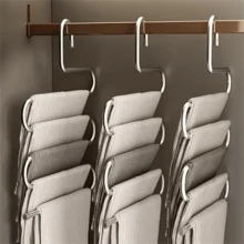 4pcs Heavy-Duty Stainless Steel Trouser Hangers Non-Slip Design, S-Shaped Construction Durable And Long-Lasting, Space-Saving Rust-Resistant Material, Ideal For Pants, Skirts, And Suits Multi-Tier Storage Hanger For Home And Retail Use Clothing Hook, Anti-Slip Grip Slim Closet Organizer Stackable Wardrobe System Space Maximizer For Small Closets Boutique Display And Showroom Rack Laundry Room Essential Travel-Friendly Wardrobe Solution Gift-Ready Pack For Seasonal Closet Refresh Holidays And Home Organization Professional Tailor And Dry Cleaner Use