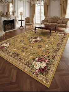 Tapete decorativo marrom com estampa floral retrô chinesa e padrão de vinhas (1 peça), ideal para sala de estar, tapete para sala de estar, tapete pequeno, tapete para sala de estar, tapete grande para sala de estar, tapete redondo, decoração de sala de estar, decoração de quarto, tapete lavável, tapete felpudo, tapete grosso, tapete grosso, tapete peludo, tapete para outono/inverno, tapete grosso.