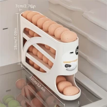 1pc Automatic Egg Dispenser Refrigerator Storage Rack, Large Capacity Stackable Egg Holder System With White Cover, Ideal For Kitchen And Refrigerator Organization, Kitchen Storage Rack, Refrigerator Organizer, Kitchen Accessories, Egg Storage Container - Multicolor - View 7