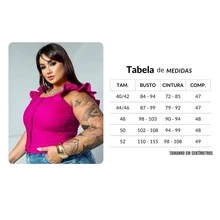 BLUSA FEMININA VERÃO PLUS SIZE MANGA BABADO CROPPED DETALHE BOTÕES ZIPER NAS COSTAS LOOK CURVE 44 a 54 - Pink - Visão 7