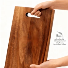 1块加厚耐用红木砧板 - 多功能双面砧板，适用于肉类、鱼类、奶酪、面包、甜点、水果和蔬菜 - 防滑防水厨房托盘、奶酪板、食物盘，带易握手柄，最佳厨房配件和节日礼物，露营必备