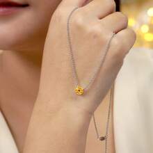 Elegant CZ November Birthstone Necklace For Women, Round Cut 1CT 12 Month Sparkling Rhinestone, Metal Copper Statement Necklace Jewelry Accessories For Daily Wear Birthday Valentine Gift For Mom Wife Girlfriend - Tháng 11: Màu cam vàng - Xem 4