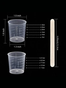 30ml/1oz 塑料刻度杯透明刻度杯，5/10/20 件透明环氧树脂混合杯，带 5/10/20 件木制搅拌棒，适用于树脂、环氧树脂、染色、混合涂料（5+5、10+10、20+20） - 數量 - 查看 3