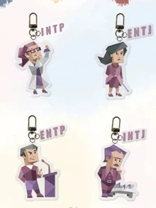 16款独一无二的MBTI人格类型个性化亚克力钥匙扣，16款MBTI人格类型配对钥匙扣，耳机盒挂件，亚克力包包挂饰，情侣背包挂件，配饰，独特礼物，可爱钥匙扣，包包挂饰，钥匙扣，节日礼物，生日礼物，意义非凡的礼物 - 彩色 - 查看 4