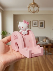 三丽鸥官方授权Hello Kitty滑动手机支架 – 粉色滑动式，饰有蝴蝶结和星星，Hello Kitty坐在顶部，防滑硅胶底座，通用支架，兼容iPhone/安卓/平板电脑，尺寸为7.4x10x4.5厘米，小巧可爱，是房间装饰和旅行的理想之选，也是送给女孩、青少年和三丽鸥收藏家的礼物。 - 凱蒂貓 - 查看 3