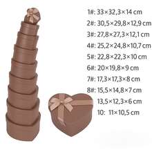 Zestaw prezentowy NICE LIFE, 10 elementów, brązowe pudełka w kształcie serca, eleganckie pudełka z wstążką na prezenty ślubne, rocznicowe i walentynkowe