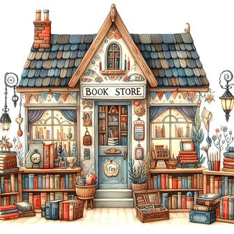 DIY Bookstore 5D Diamond Painting Kit - Round Acrylic Diamonds, Frameless Handcrafted Art, Creative Gift - Single Pack