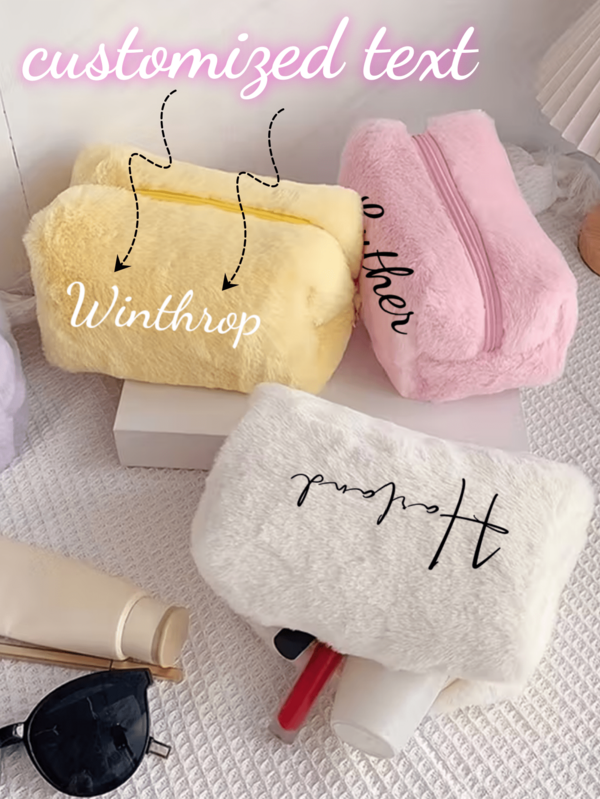 Customized Personalized Gift Cute Plush Makeup Bag, Student Pencil Box, Large Capacity Storage Bag, Travel Portable Pencil Box Zipper Wash Bag, Girls' Back To School Gift, Adorable Multi Functional Storage Bag, Pencil Box, School Makeup Bag, Stationery, Cosmetics, Skincare Products, Brushes, Back To School Supplies/Makeup Bag/Customized Gift/Christmas/Wash Bag/Gift For Women/Travel Bag