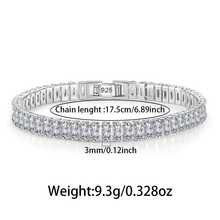 1 件时尚奢华独特 925 银方晶锆石几何方形手链，适合女士，适合婚礼、节日、派对、宴会