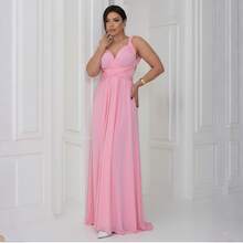 Long Dress Multi-Shapes Tie Bridesmaid Wedding Bride Graduation Various Shapes Feminine Party Glamour - 淺粉色 - 查看 1
