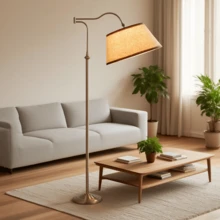 HonoDing Swing Arm Floor Lamp, Net Red Creative Floor Lamp, Style Atmosphere, Sweet, With 180° Adjustable Cantilever,Beige Linen Lampshade,For Halloween, Christmas And Other Holidays,No Bulb - 查看 4