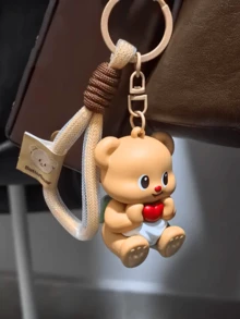 Phiên bản Sitting Edition, Móc khóa hình gấu bơ ngồi – Mặt dây chuyền hoạt hình dễ thương được cấp phép cho chìa khóa và túi xách, Móc khóa thời trang và bền bỉ với mặt trái tim, Món quà hoàn hảo cho những người yêu thích Anime, Phù hợp cho bé gái và thanh thiếu niên, Tuyệt vời để sử dụng hàng ngày và du lịch - Kiểu ngồi - Xem 3