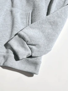 女士时尚秋冬连帽套头卫衣，柔软舒适保暖内衬休闲上衣 - 灰色 - 查看 3