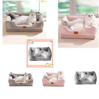 1 pieza Cama para mascotas cuadrangular de terciopelo holandés para todas las estaciones, tapete suave para mascotas, base de espuma extraíble, para comercio transfronterizo