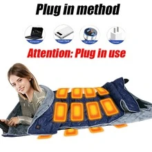 160x70厘米/63x27.5英寸 USB加热毯,户外露营加热睡袋毯,便携式披肩毯,8个加热区,3档加热速度,10小时自动断电,办公室加热膝毯,四季皆宜 - 彩色 - 查看 5