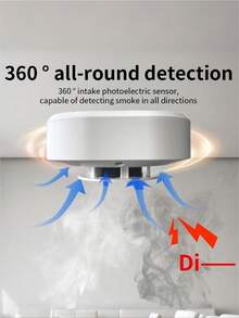 1pc 85dB Wireless Smoke Alarm Detector With LED Alarm Light, Fire Smoke Sensor, Low Battery Warning, Test/Silence Button, Easy Installation, Suitable For Home, Warehouse, Hotel, Factory, Commercial Building, Office, Shopping Mall Fire Protection - White - View 6